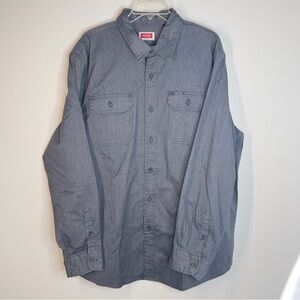 WRANGLER Men’s XL Blue Gray Button up Long Sleeve Dress Shirt